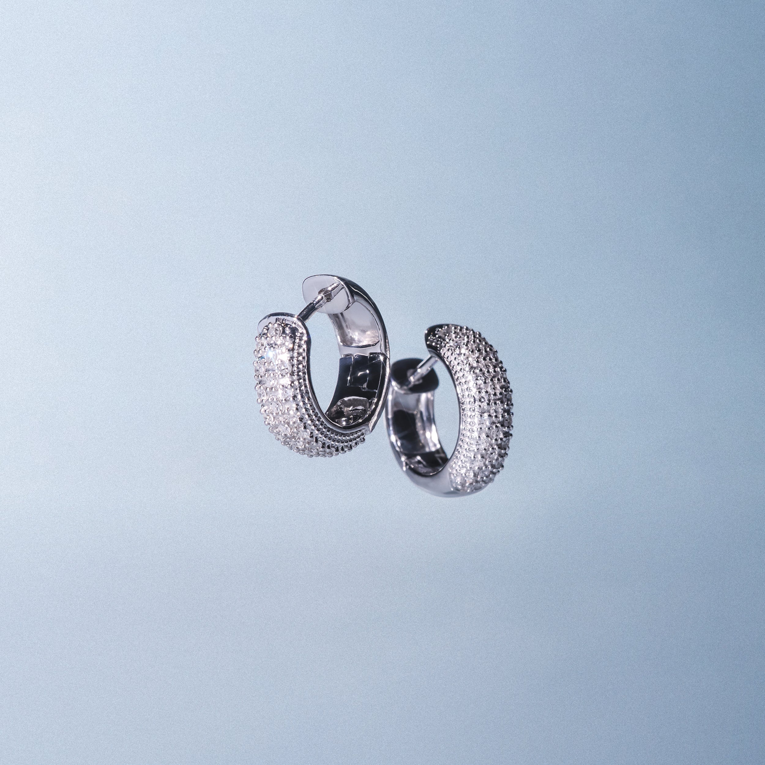 Huggie Earrings Lab Diamond Pave Set 0.33ct in 925 Silver